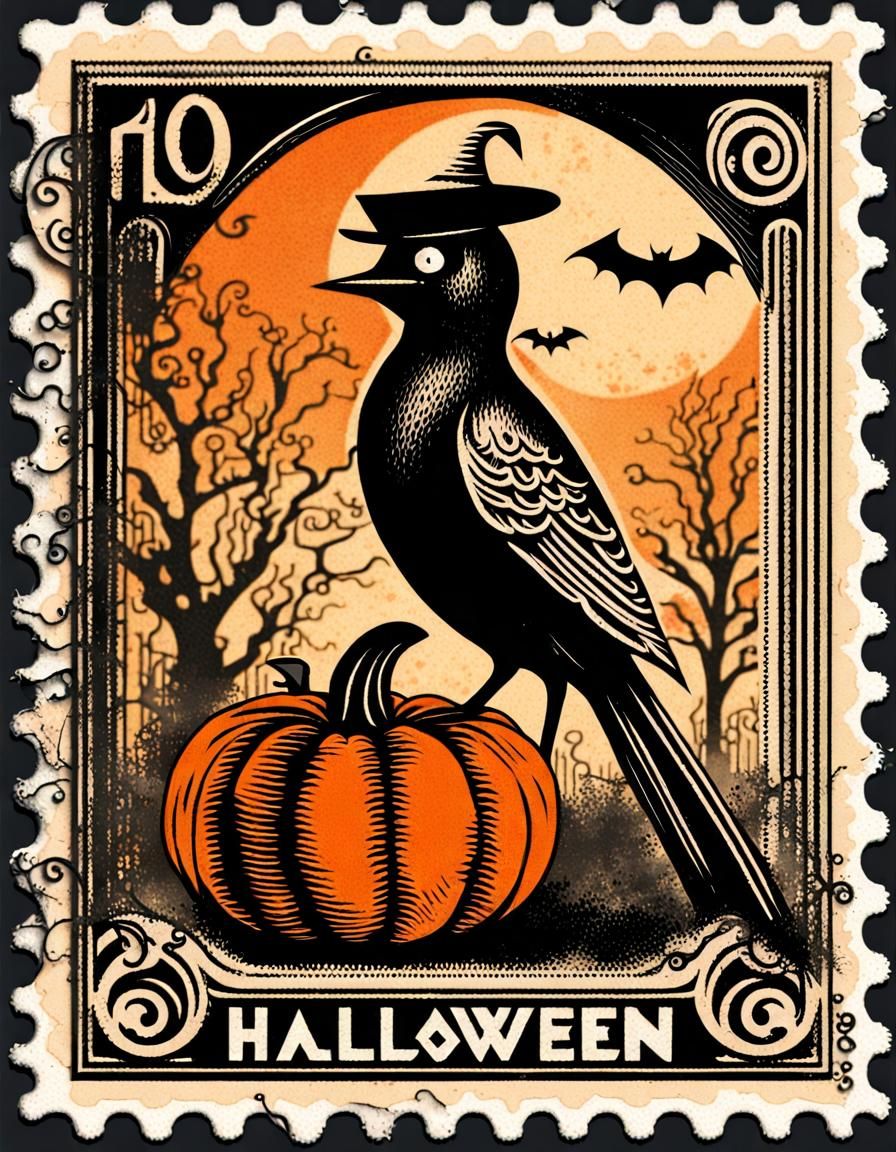 vintage halloween stamp