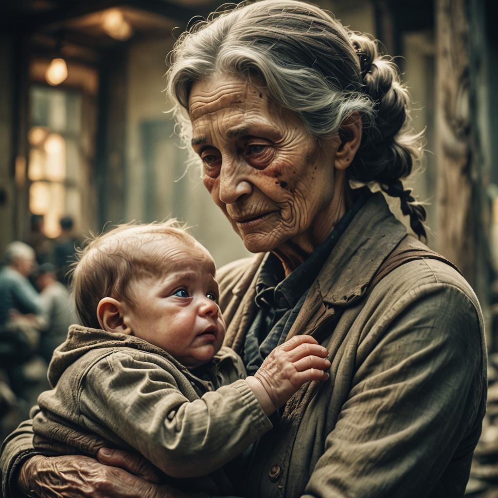 Cinematic Image of Mother and Baby in Loving Embrace