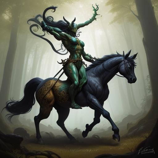 Majestic Centaur in Forest, Acrylic Painting