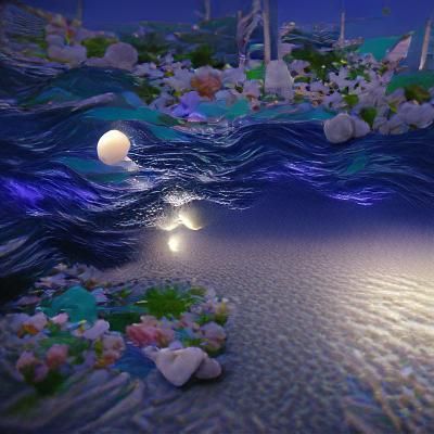 Moonlit Ocean in Detailed 3D Rendering