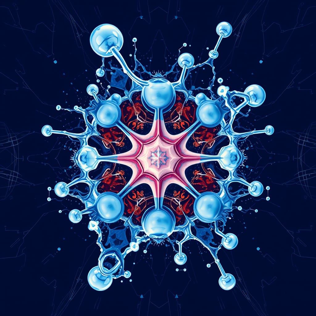 Abstract Molecular Structures in Pop Art Style