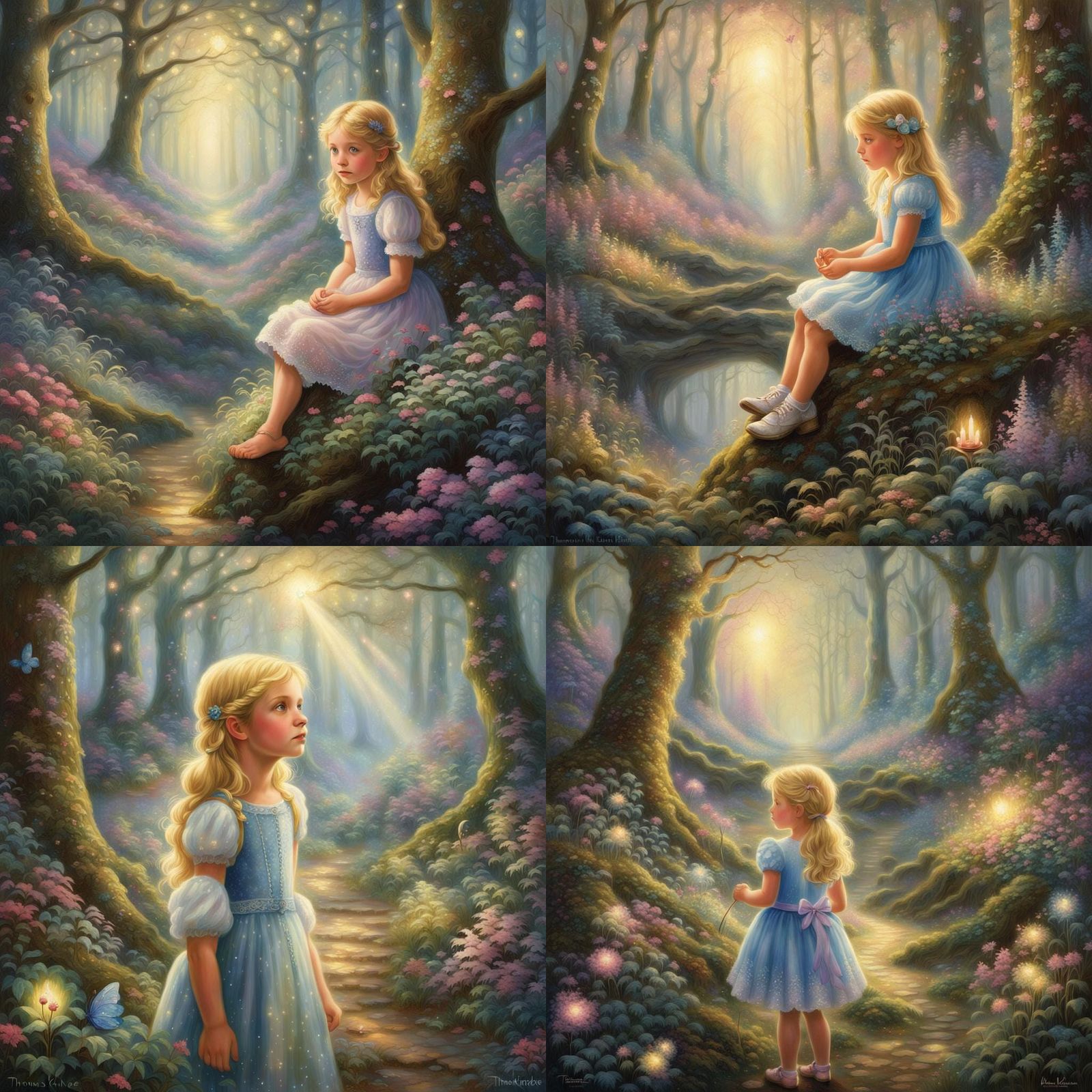 Fantasy Forest Comforts Tearful Girl: Ethereal Scene
