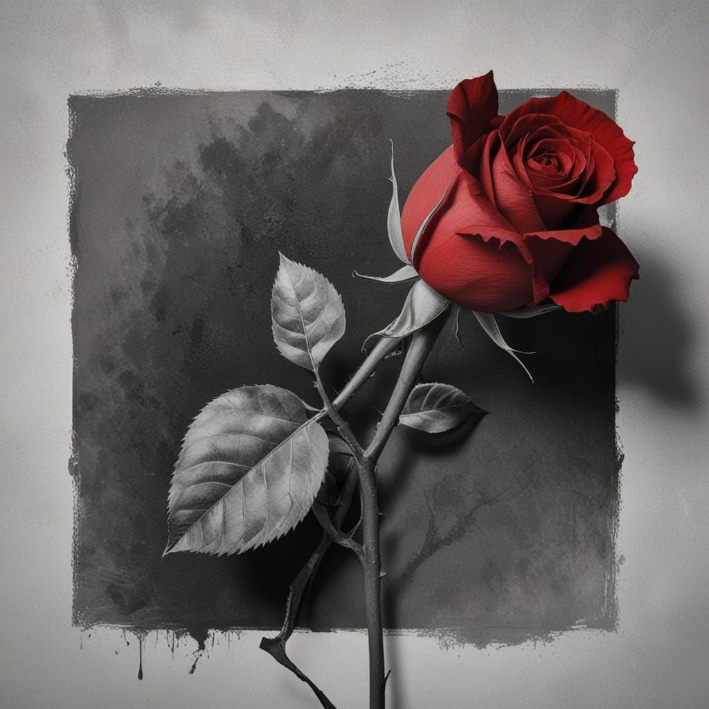 Red Rose Against Grayscale: Emotional Truth in Oil Painting