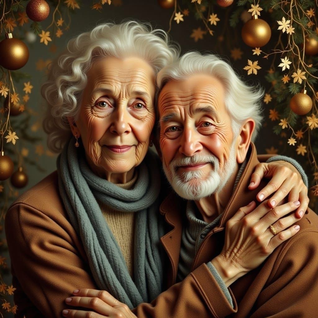 Festive Christmas Portrait of an Elderly Couple