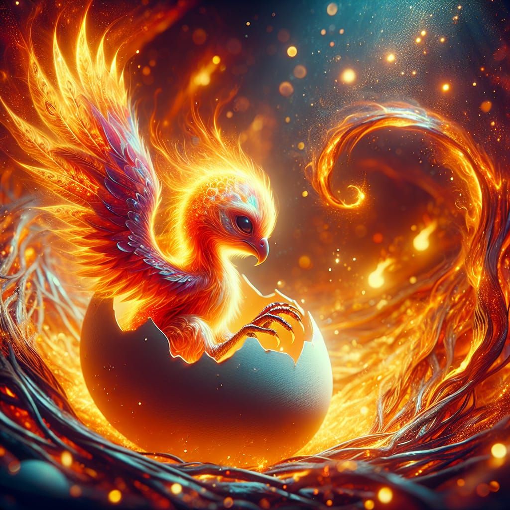 Baby Phoenix hatching