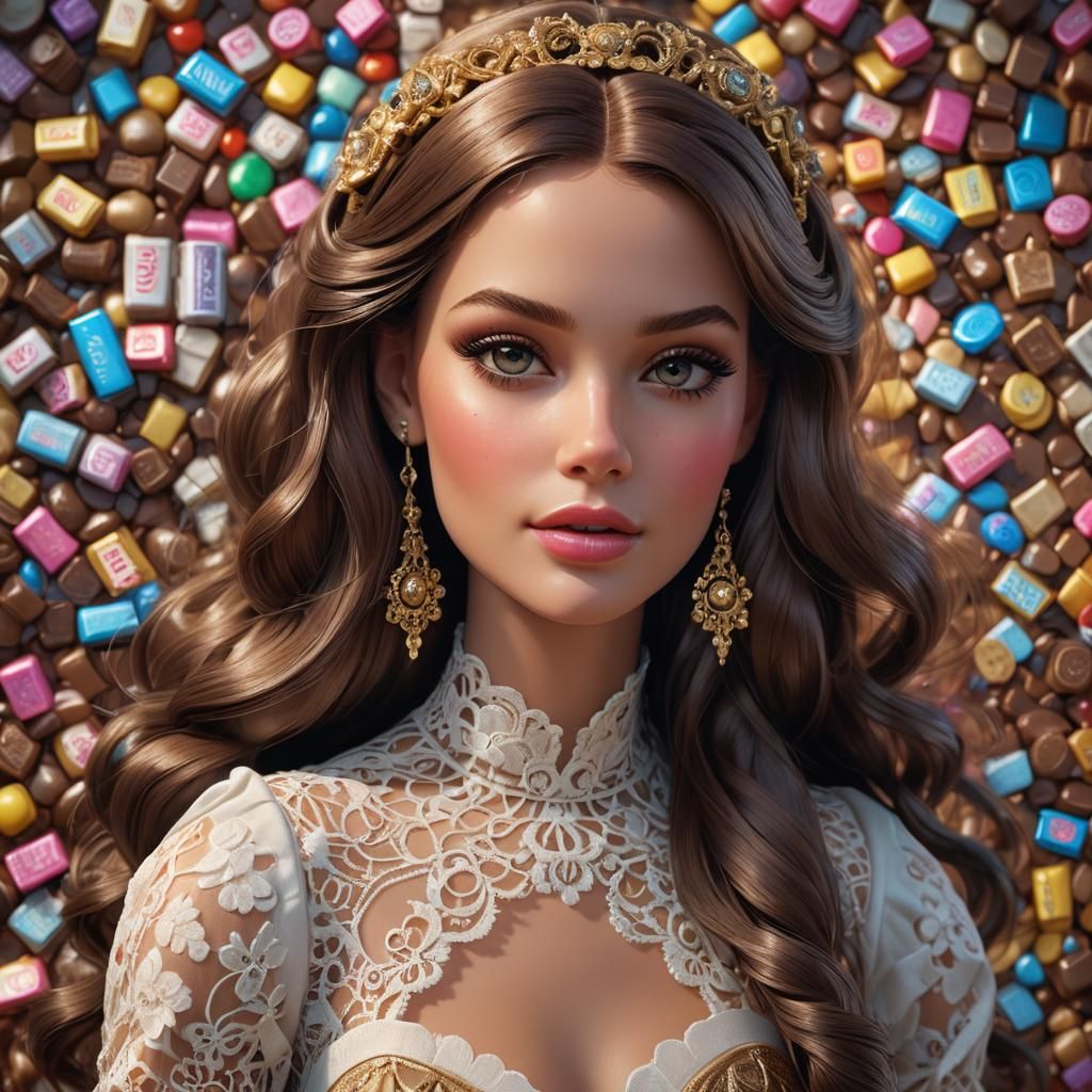 Hyperrealistic Barbie Portrait with Chocolate