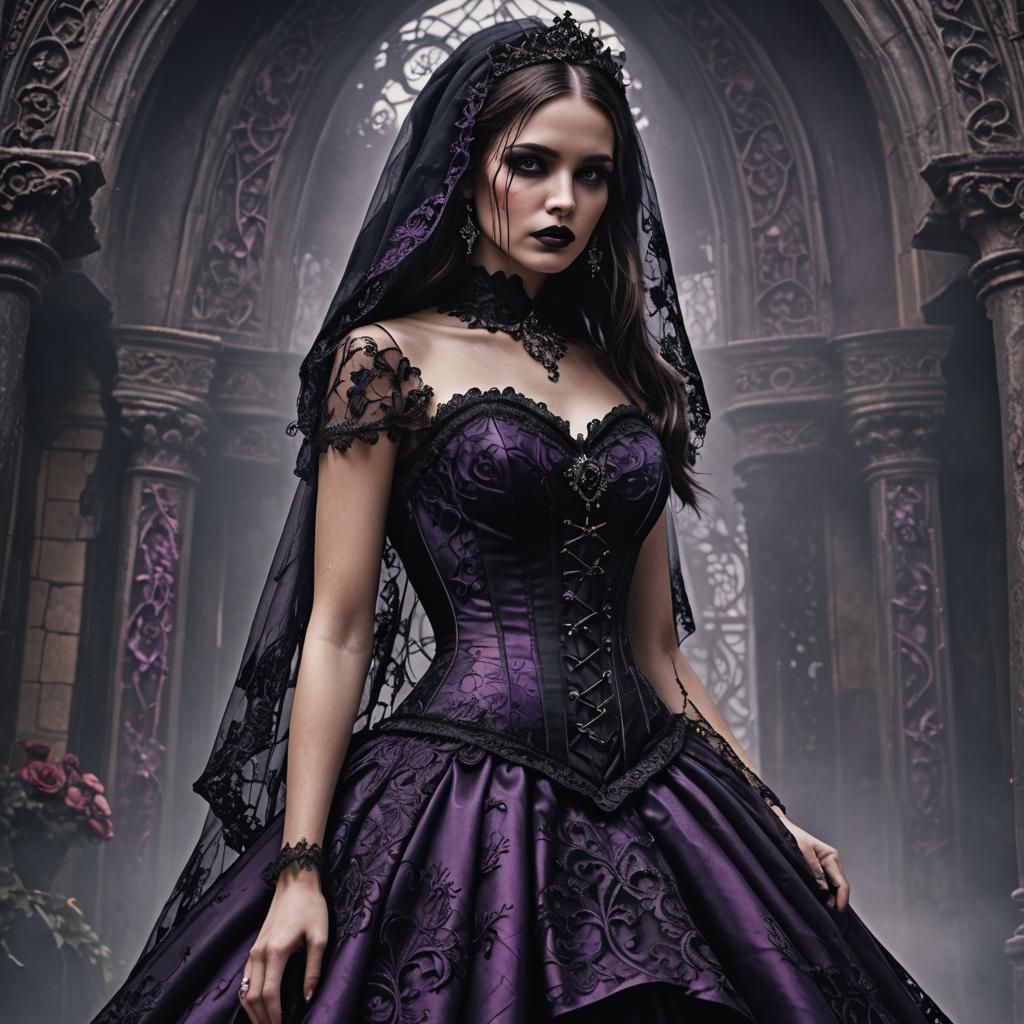 Gothic Wedding Dress in Dark Fantasy Style