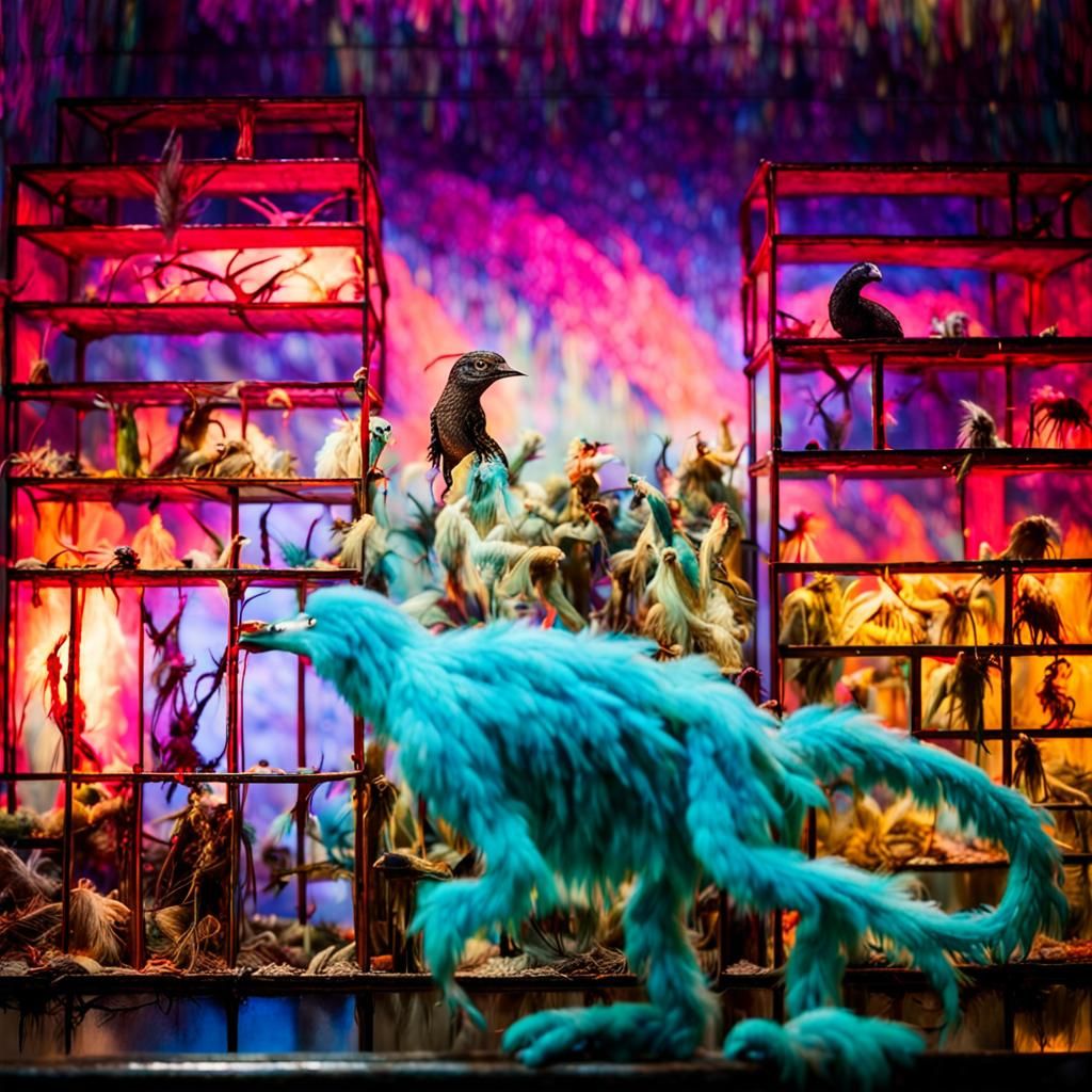 Dr. Seuss-Style Cryptid Diorama with Fantastic Feathers