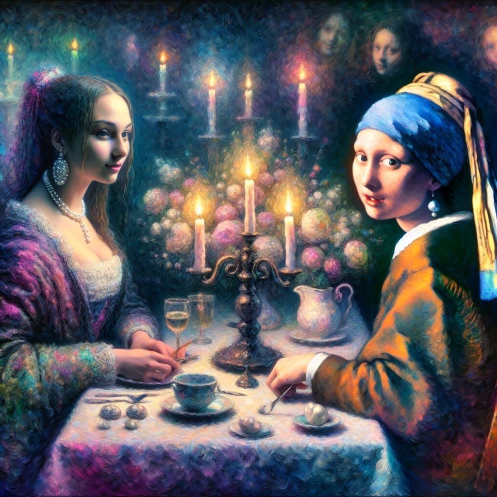 Mona Lisa Meets Girl with Pearl Earring: Impressionism