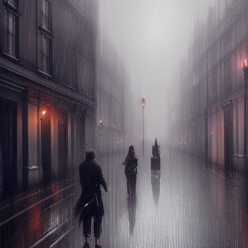 Sinister London Street During Rain Storm