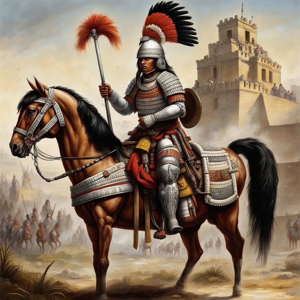 Mounted Aztec Cuirassier during the Enlightenment