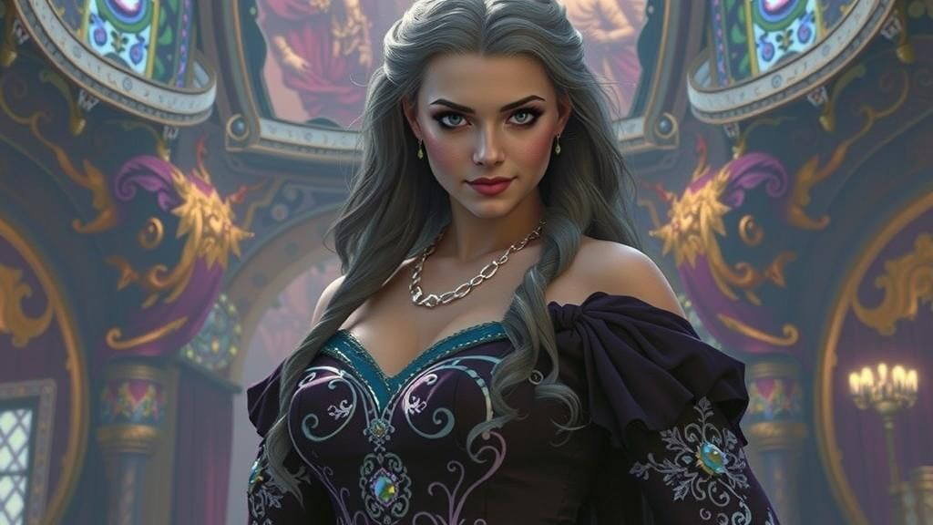 Regal Princess with Purple Eyes in Sci-Fi Style