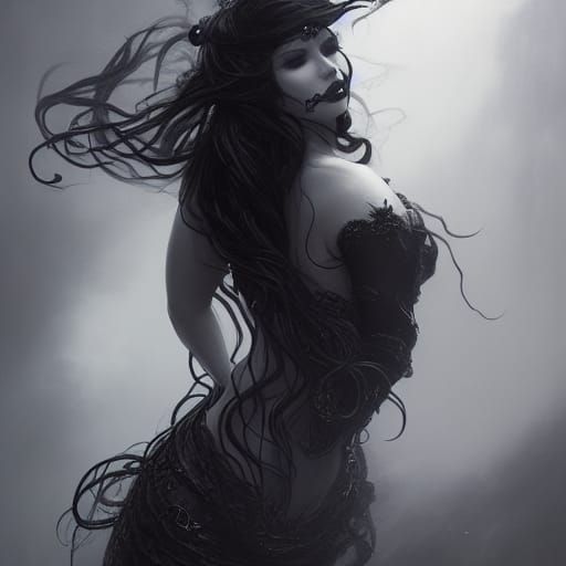 Gothic Woman with Roses: Dark Fantasy Art