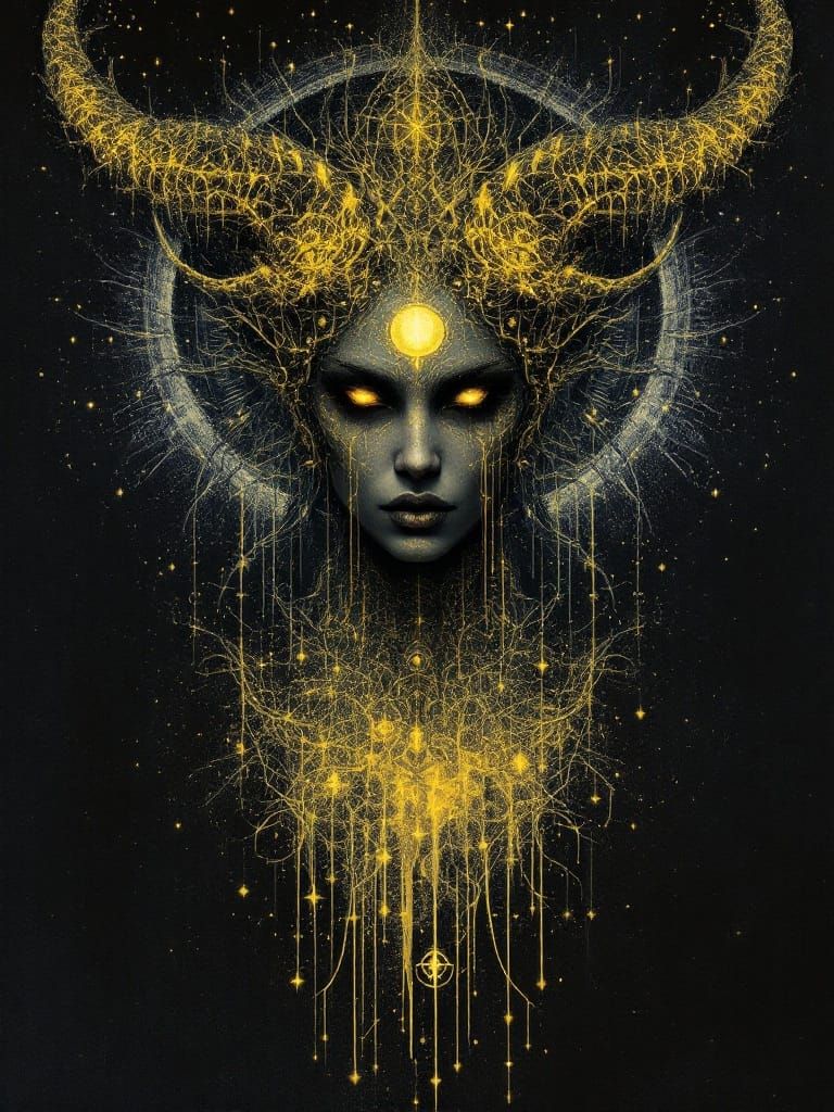 Surreal Dadaist Portrait in Duchamp Style with Bioluminescen...