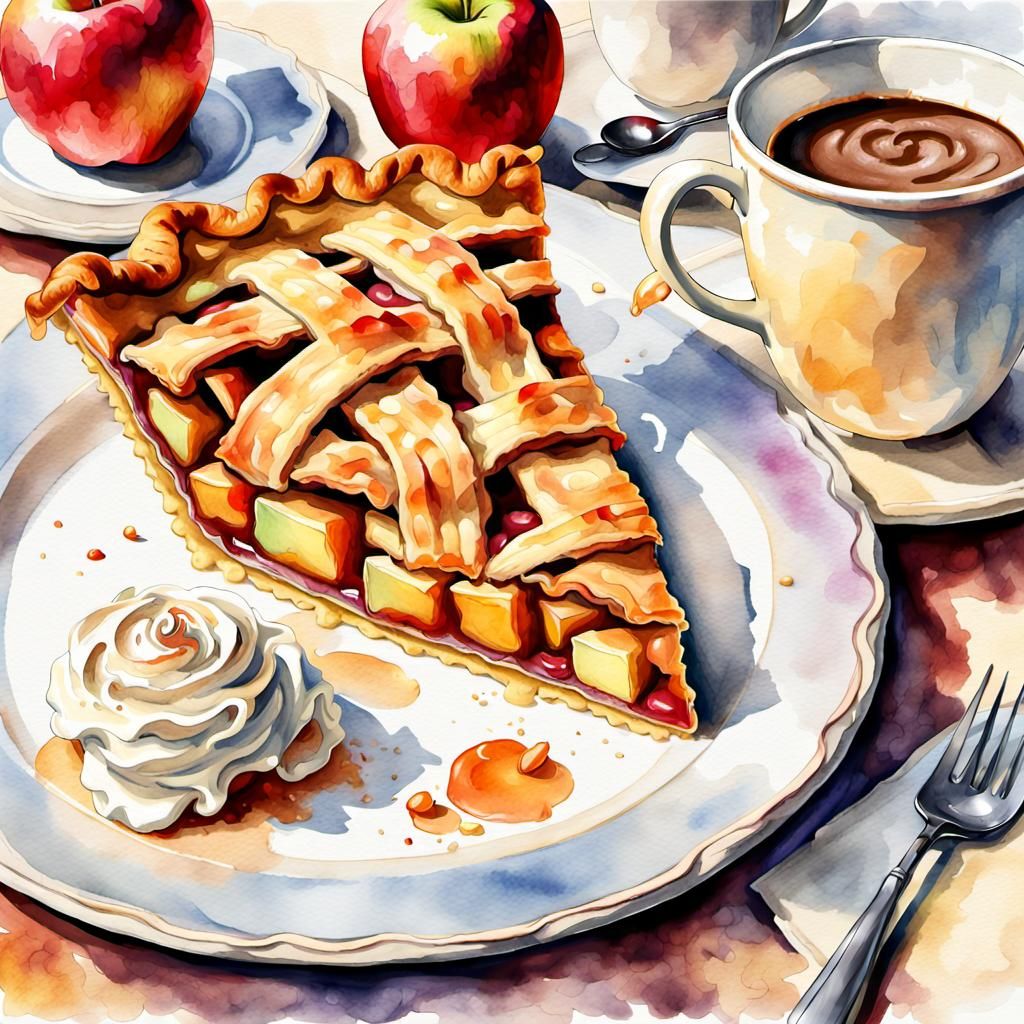 Classic apple pie with cream