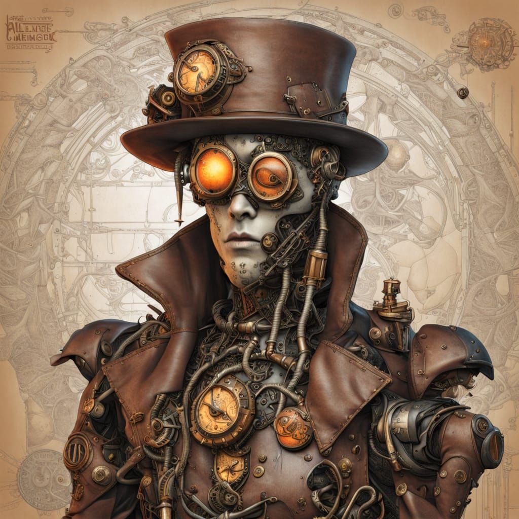 Melting Steampunk Cyborg Digital Rendering