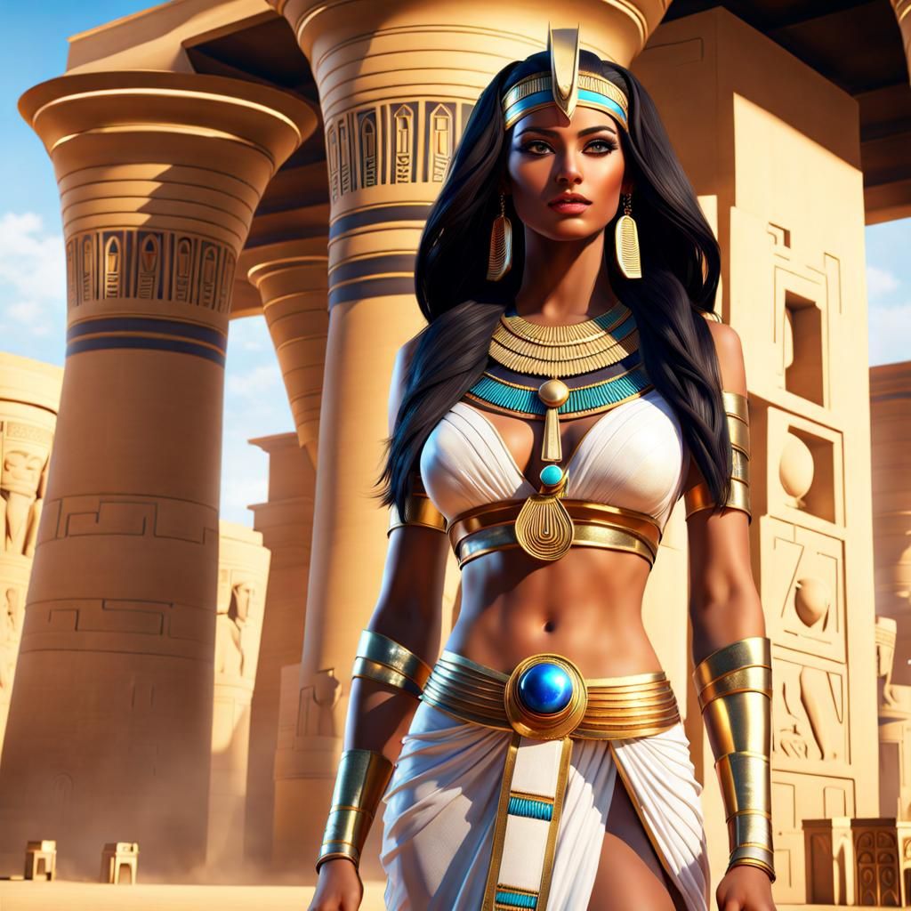 Egyptian Beauty in Ancient City, Splash Art
