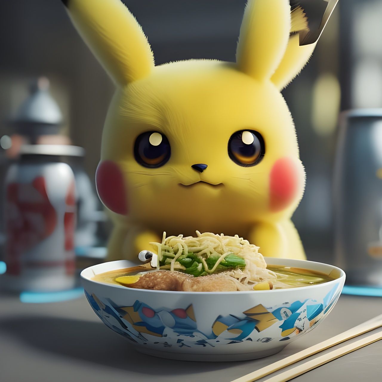 Pikachu eating ramen #2