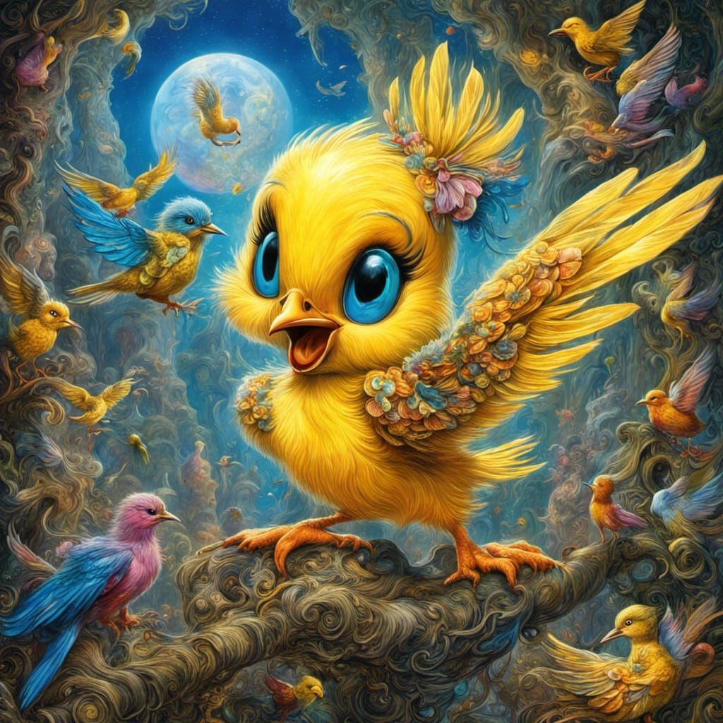 Tweety Bird in Action: High-Res Fantasy Art