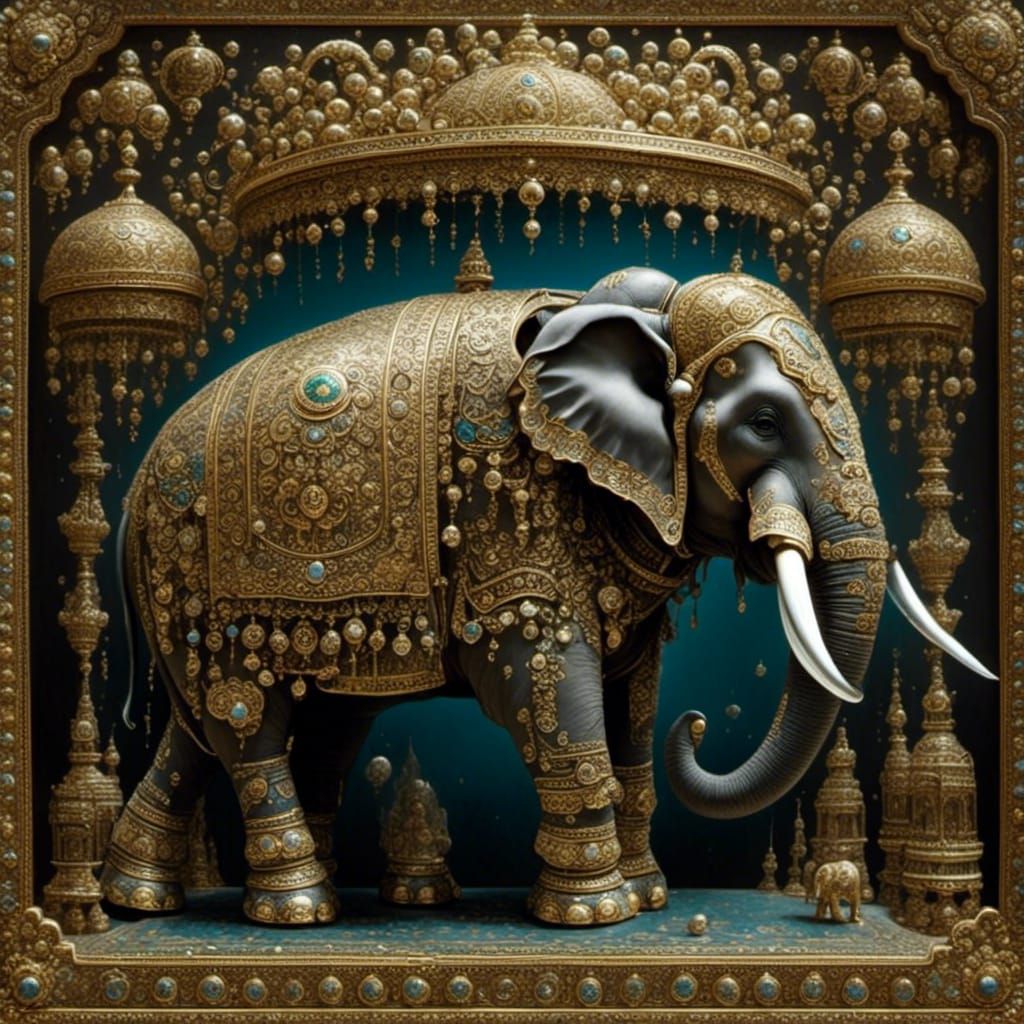 East Indian Elephant Painting Displayed with Elegance