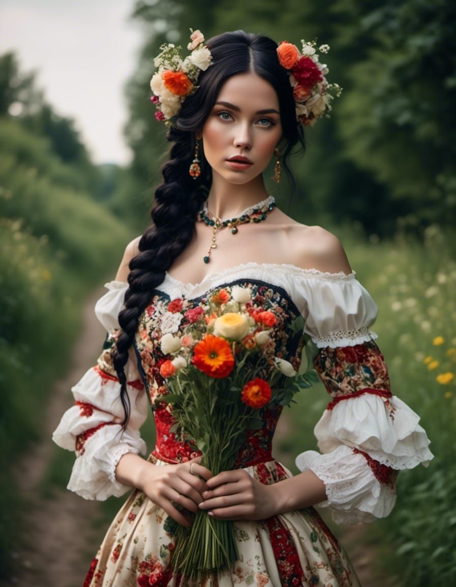woman in Czech tradional dress