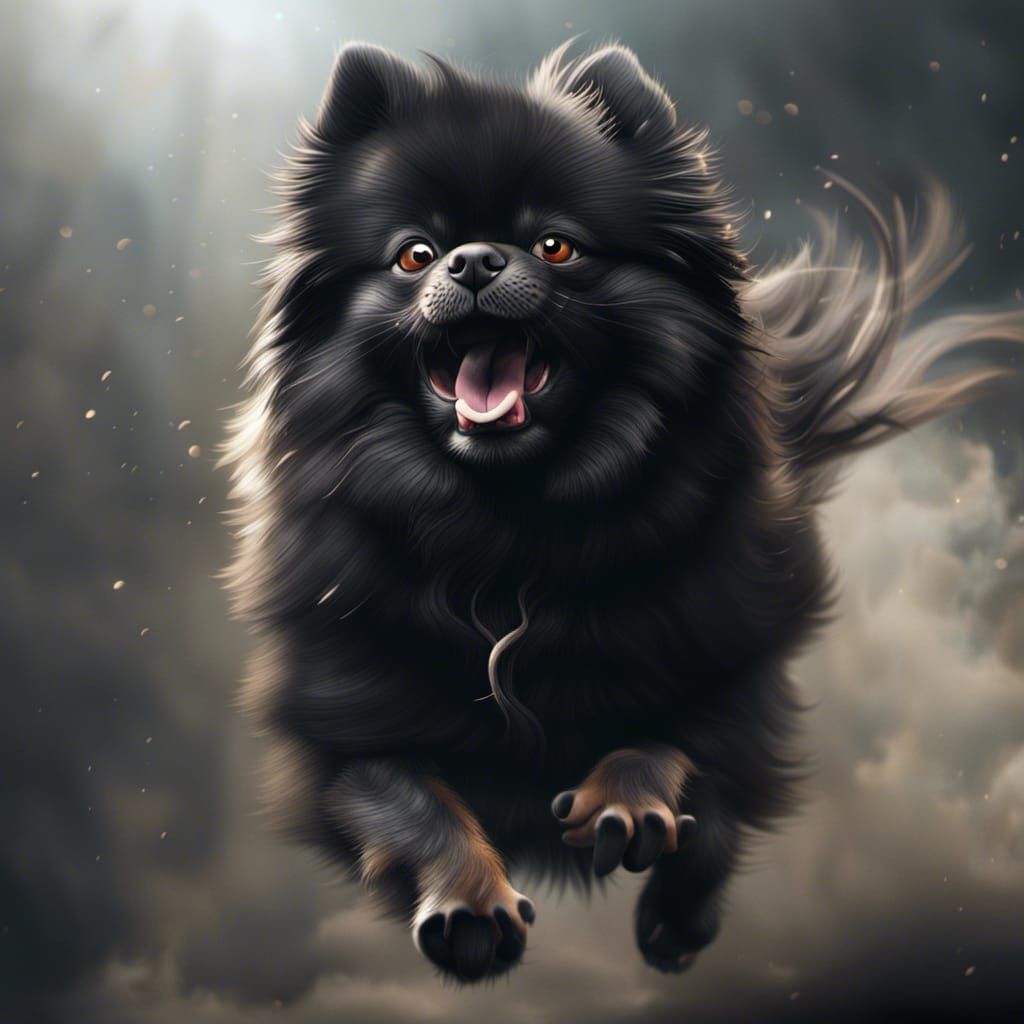 Angry Pomeranian in Dramatic 3D Rendering
