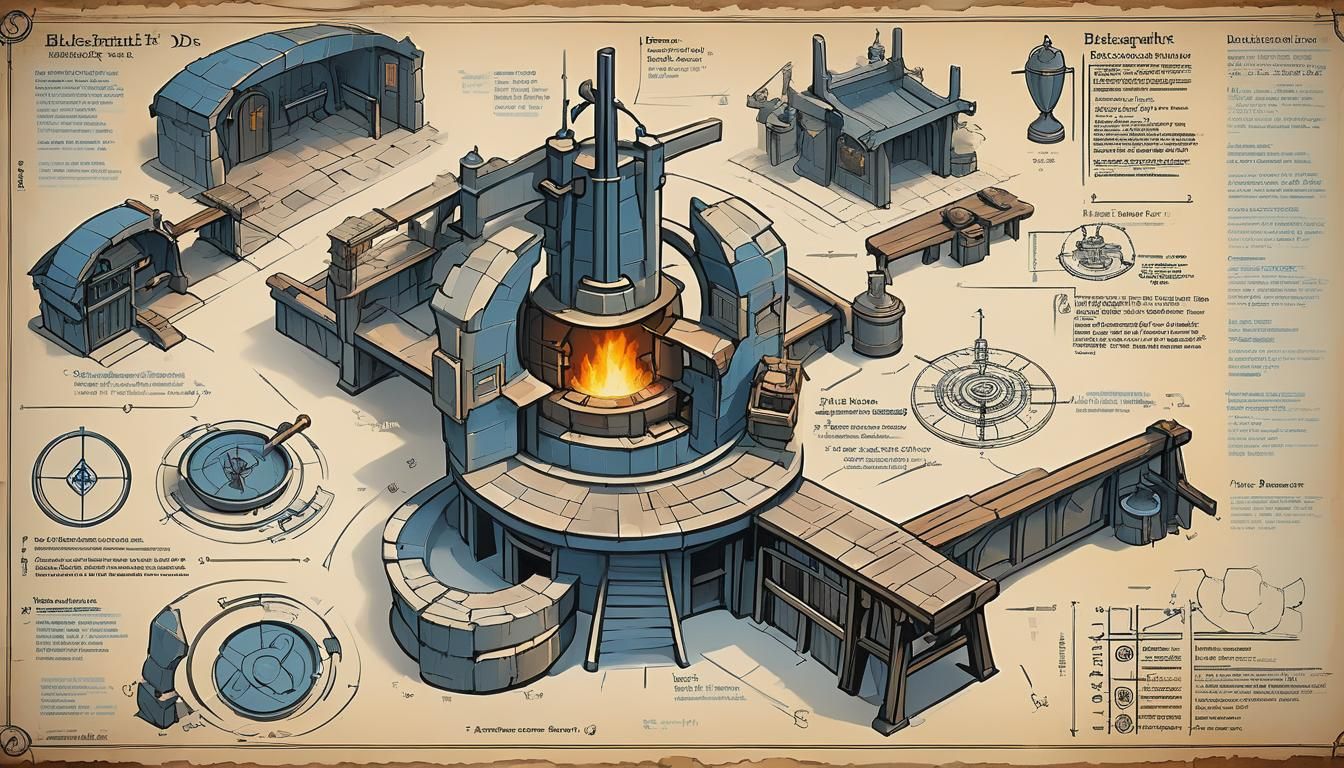 Blacksmith's Forge Blueprint with Compass Rose