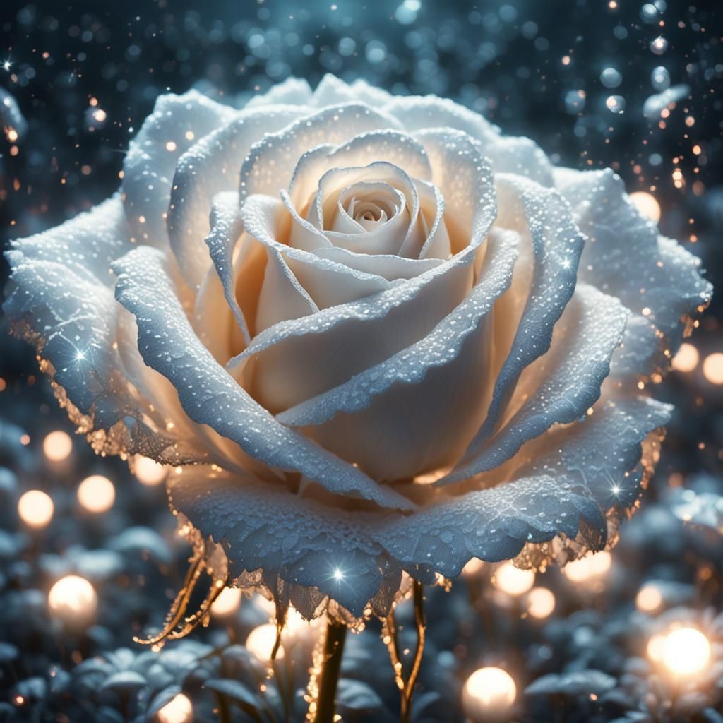 Luminous Lace Rose in Fantasy Space