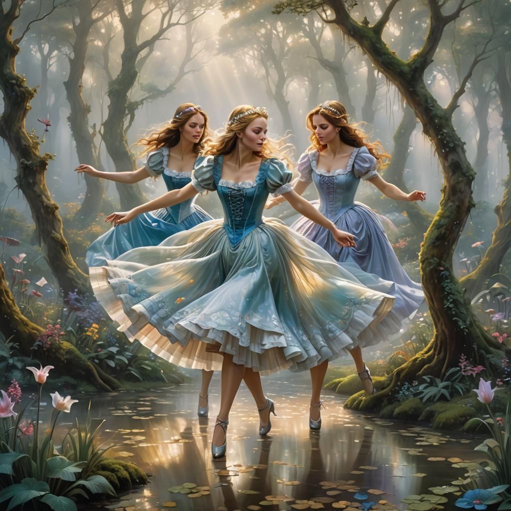 Ethereal Dancers in a Fantasy Forest
