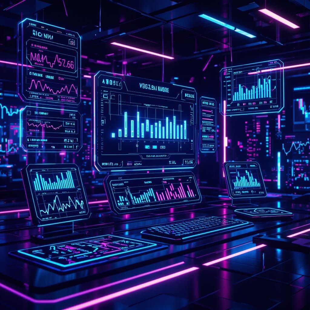 Futuristic Trading Platform in a Neon Cyberpunk Style