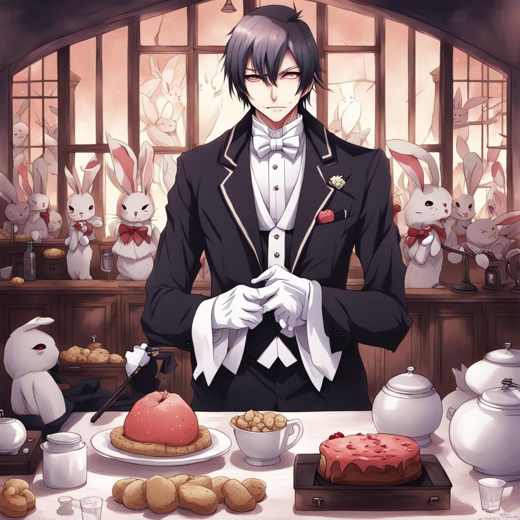 Evil Bunny Butler in Anime Style