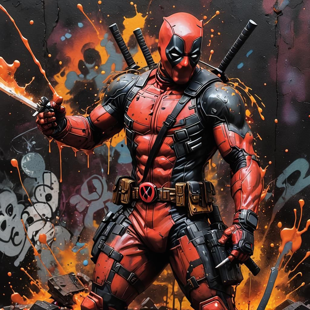 Deadpool and Wolverine: Fiery Graffiti Art