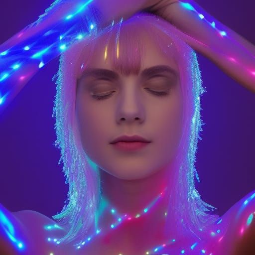 Woman with Luminous Glowing Hair