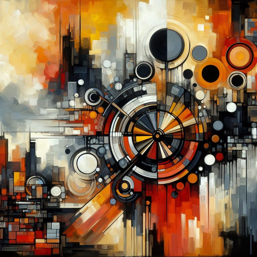 Abstract Industrial Composition in Hard-Edge Style