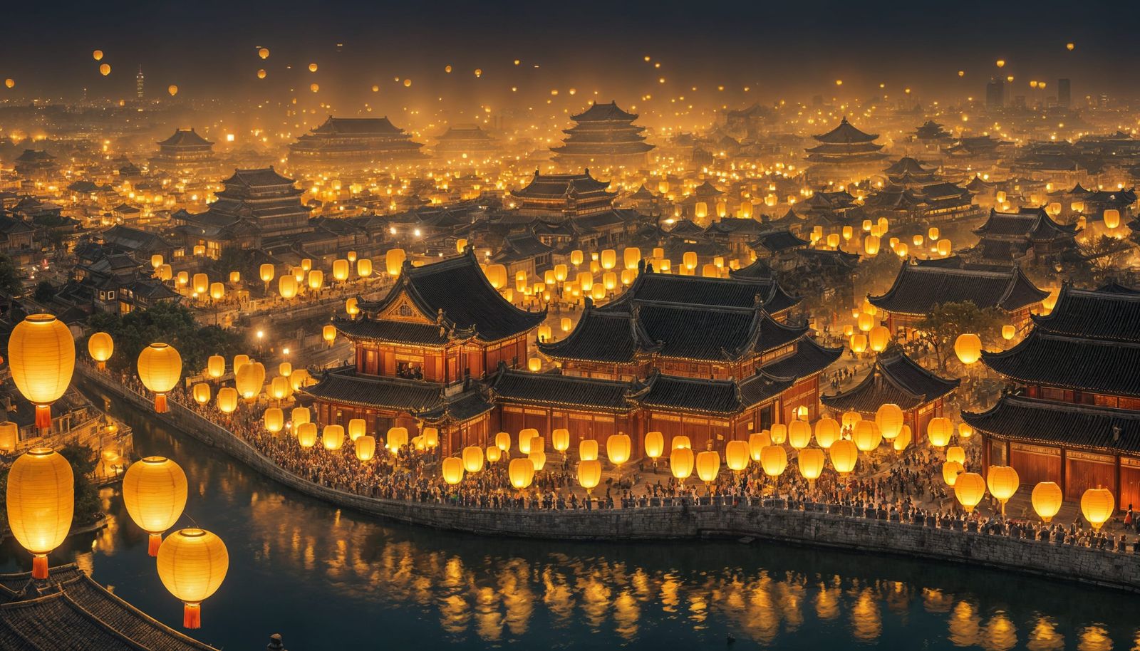 Endless glowing paper lanterns