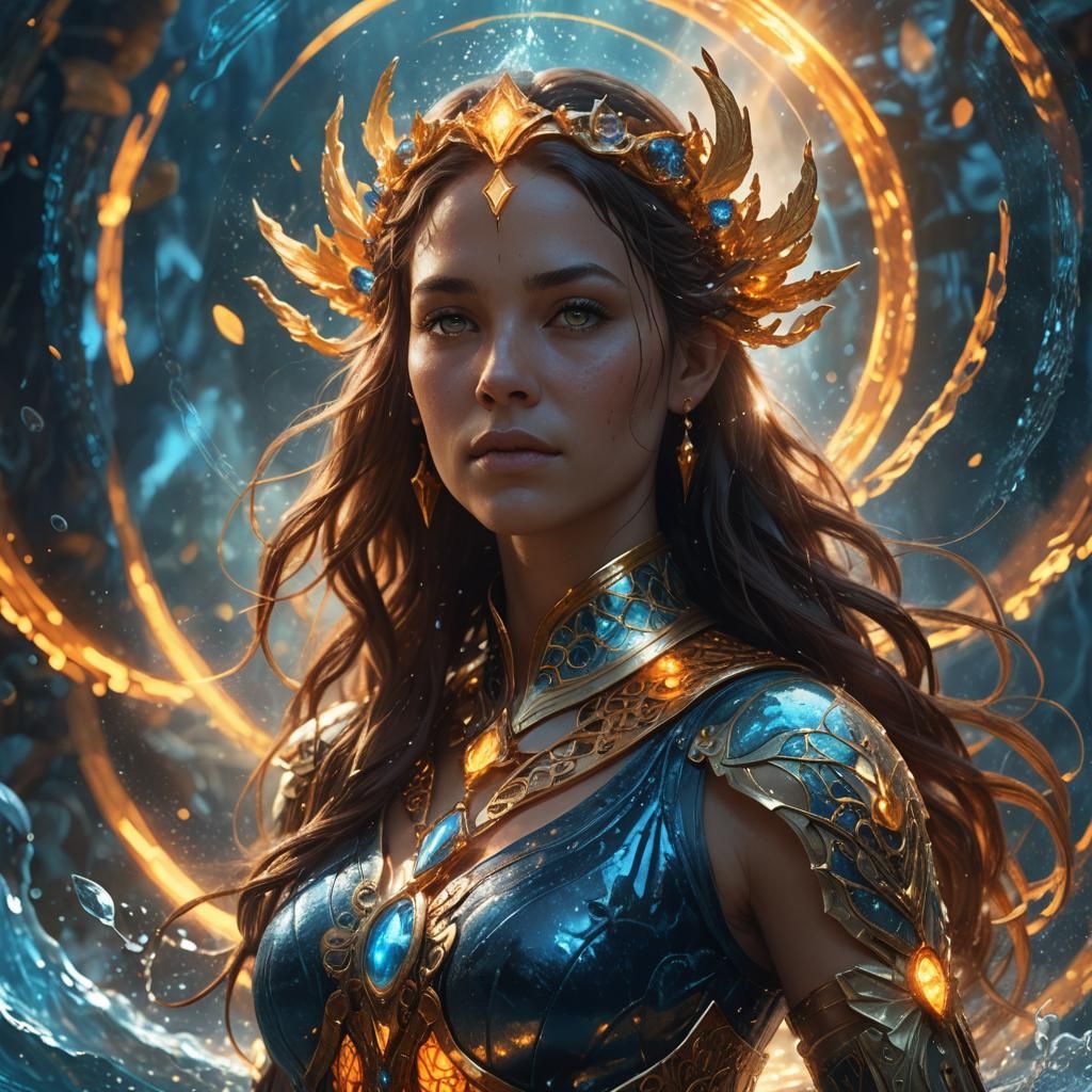 Mystical Aquarius Portrait in Dreamlike Environment