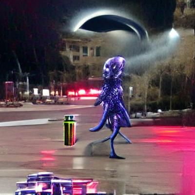 Alien Stealing Red Bull: Humorous Sci-Fi Scene