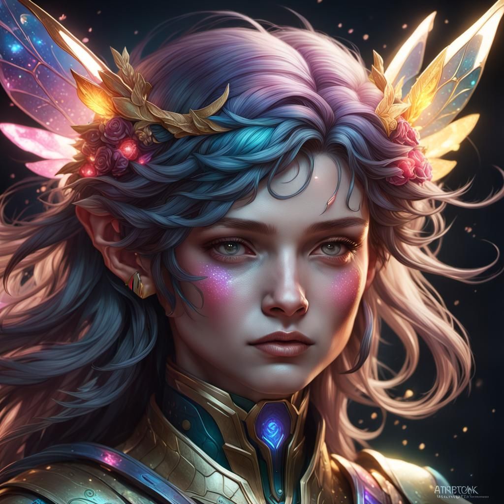 Detailed Supernova Fae Portrait in Art Nouveau Style
