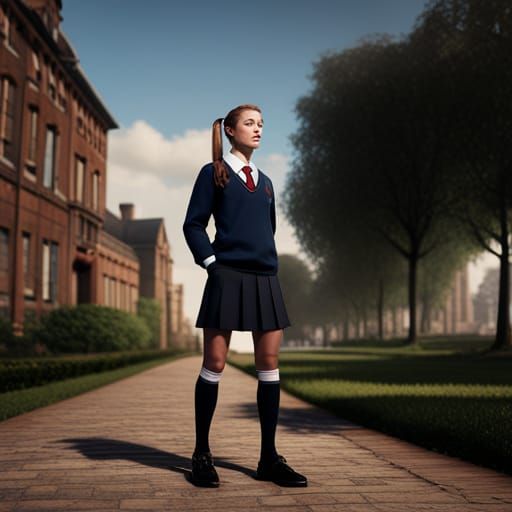 Preppy Women in School Uniform: Fantasy Concept Art