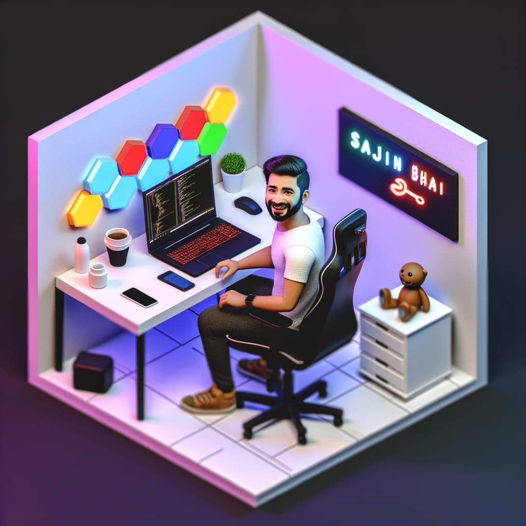 Modern Home Office Diorama in Isometric Perspective