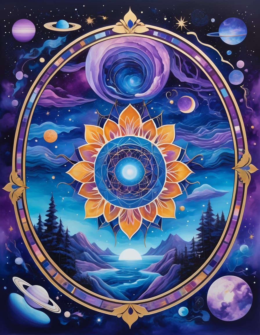 Ethereal Hands Nurture the World in Cosmic Harmony