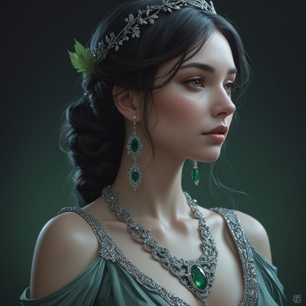 Ethereal Goddess with Radiant Jewelry in Hyperrealistic Styl...