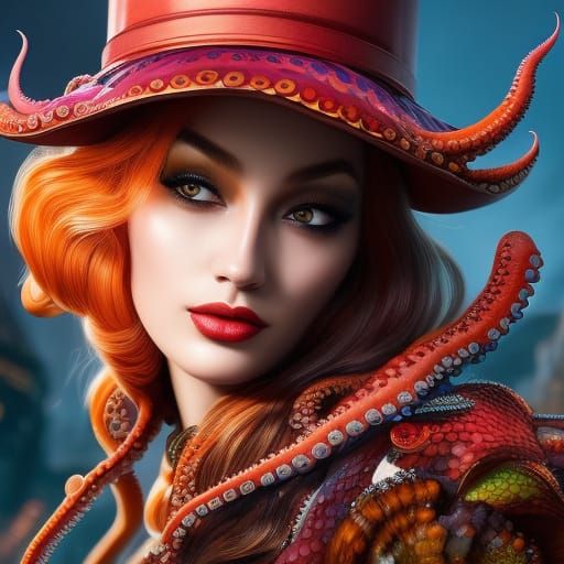 Girl with Octopus Hat: Fantasy Concept Art