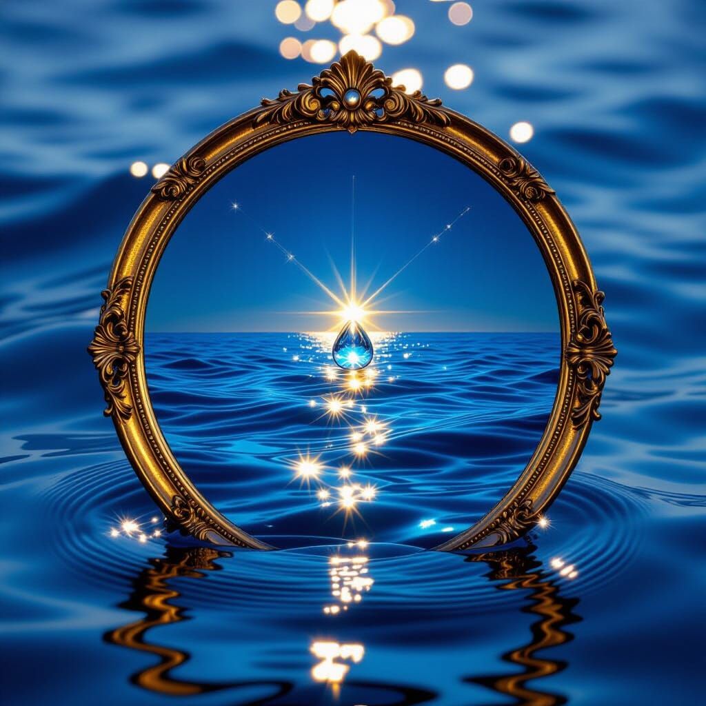 Mystic Mirror Reflecting Luminous Ocean Droplet