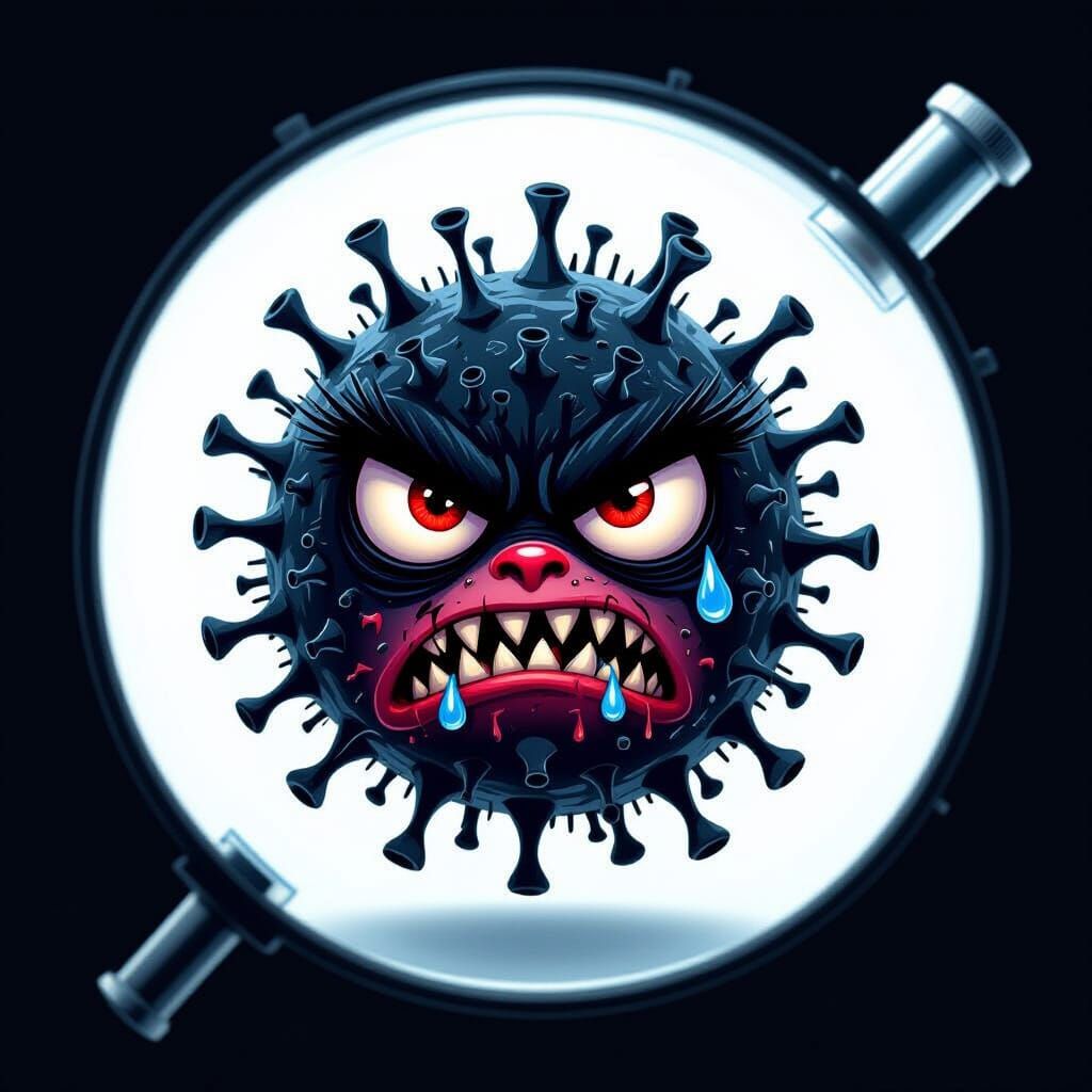 Grumpy Punk Virus with Water Droplet Nose