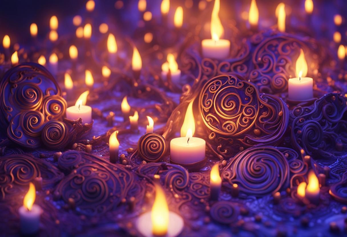 Mystical Candles in Dreamlike Art Nouveau Ambiance