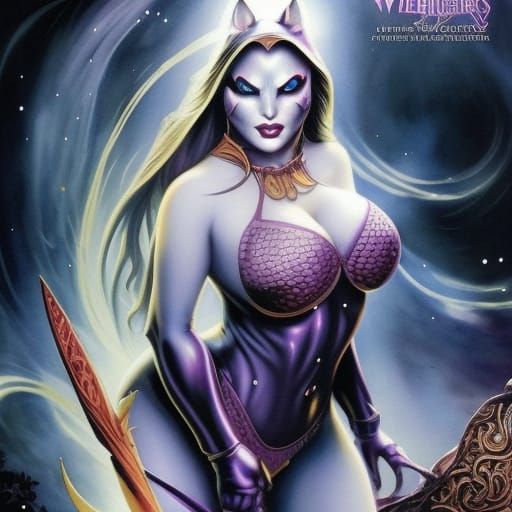 Diabolical Khajiit Woman: Watercolor Comic Art