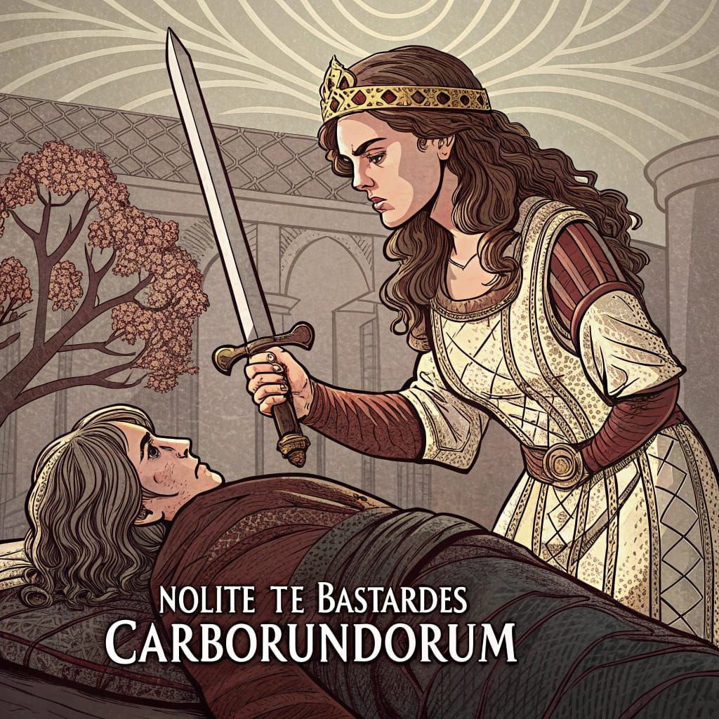 Judith and Holofernes in Woodcut Style