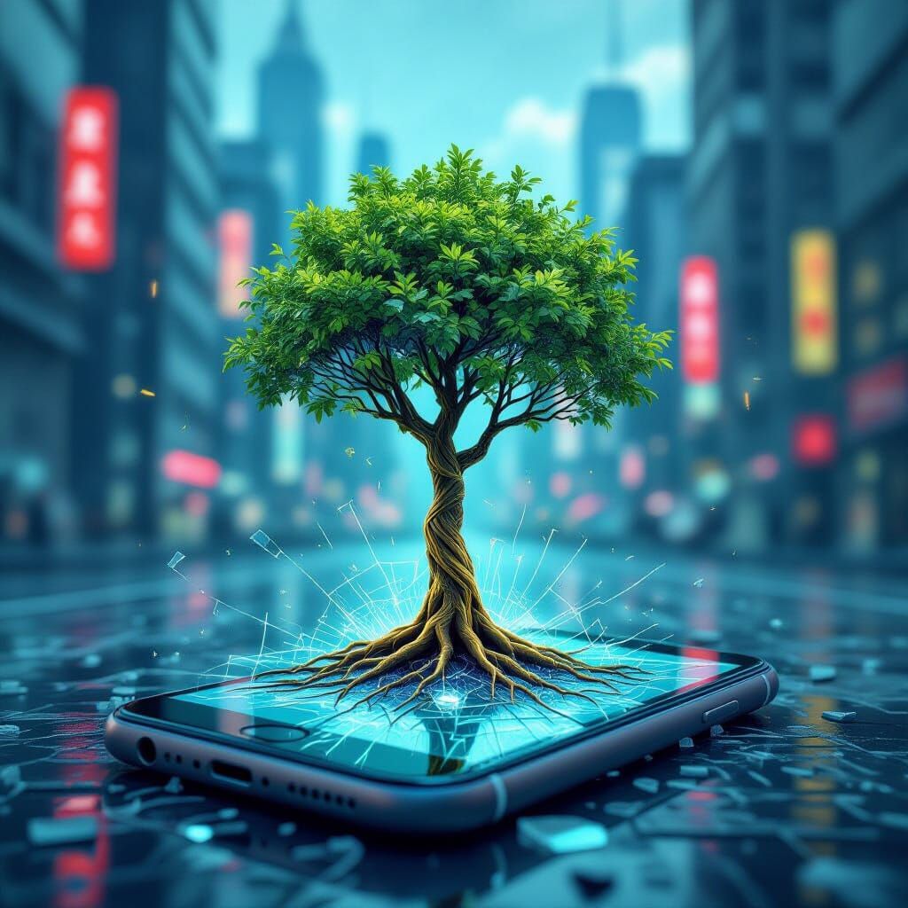 Eco-Punk Money Tree Sprouts From Broken Phone