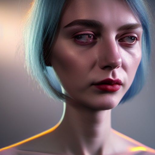 Ethereal Woman's Face: Photorealistic Portrait in Deep Color